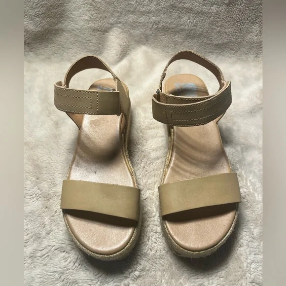 Sorel Cameron Ankle Strap Platform Sandals Womens Size 7 Tan Espadrille Shoes - Picture 1 of 5